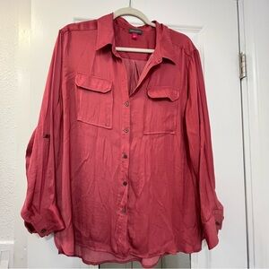 Women's Pink Button-Up Blouse